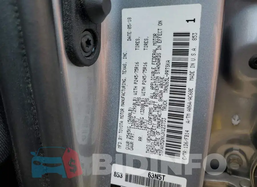 5TFAX5GNXJX123733 Photo# 13