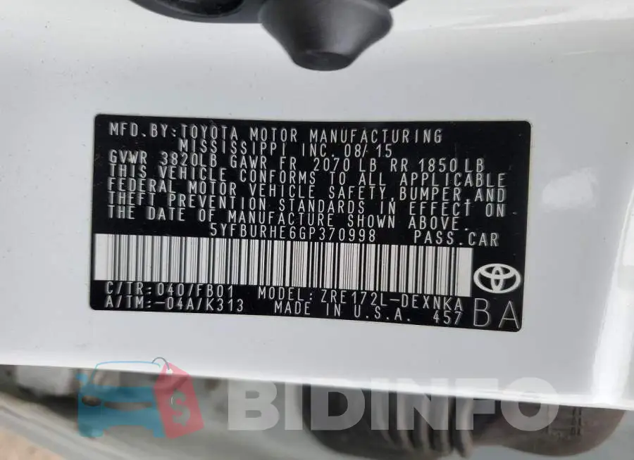 5YFBURHE6GP370998 Photo# 13
