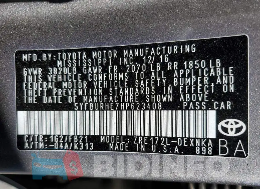 5YFBURHE7HP623408 Photo# 12