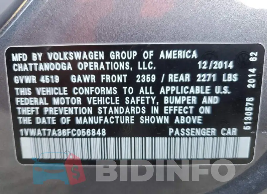 1VWAT7A36FC056848 Photo# 13