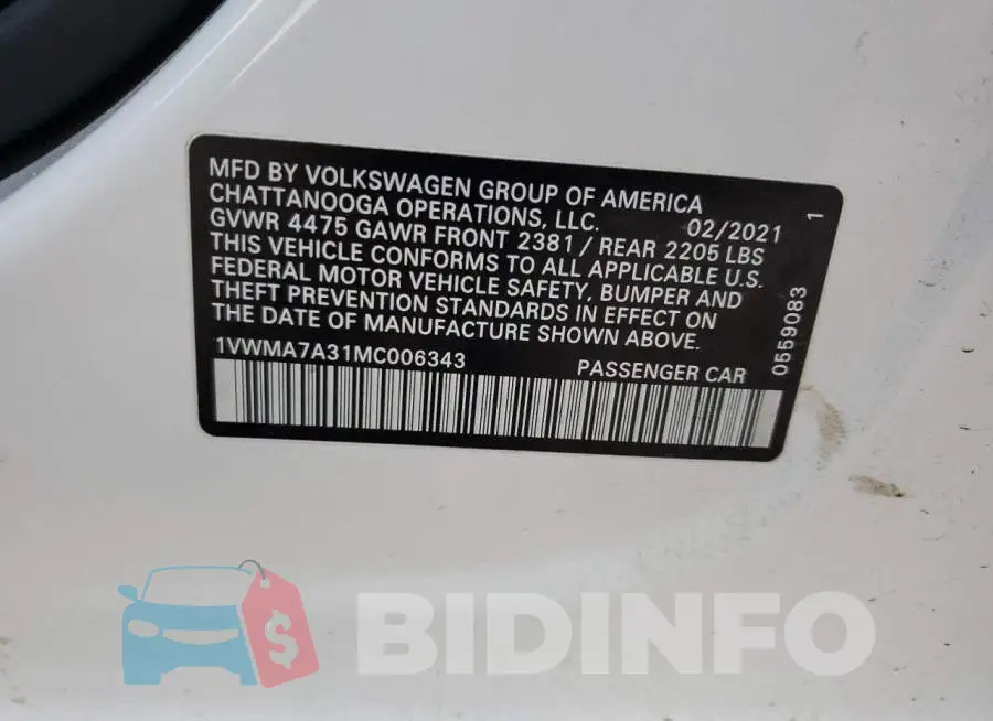 1VWMA7A31MC006343 Photo# 12