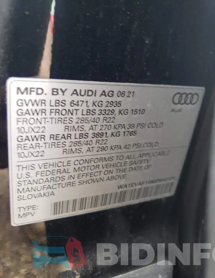 WA1EVAF10MD042724 Photo# 13