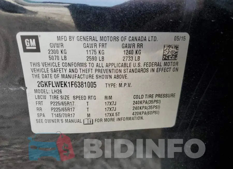2GKFLWEK1F6381005 Photo# 13