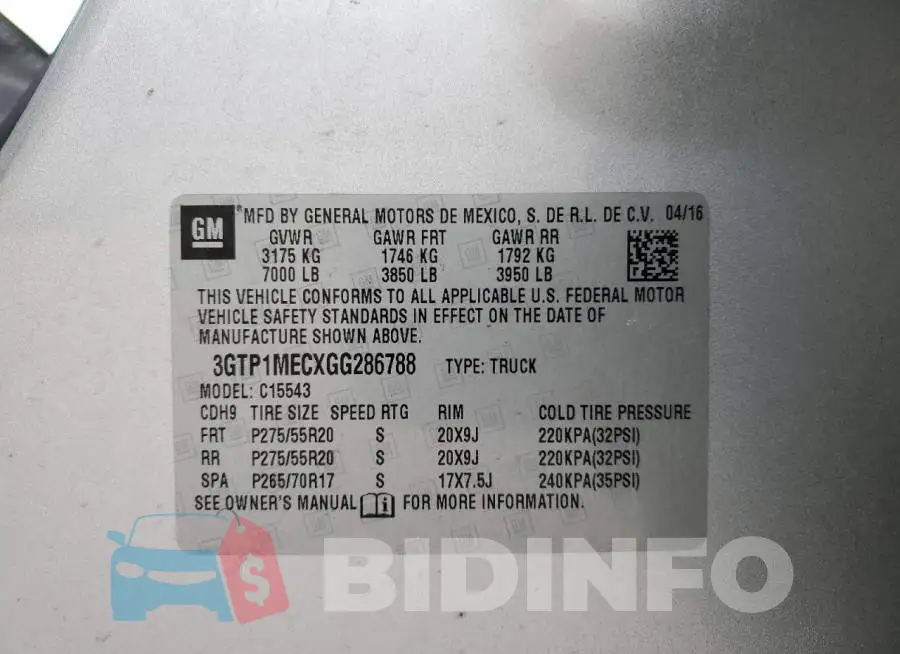 3GTP1MECXGG286788 Photo# 12