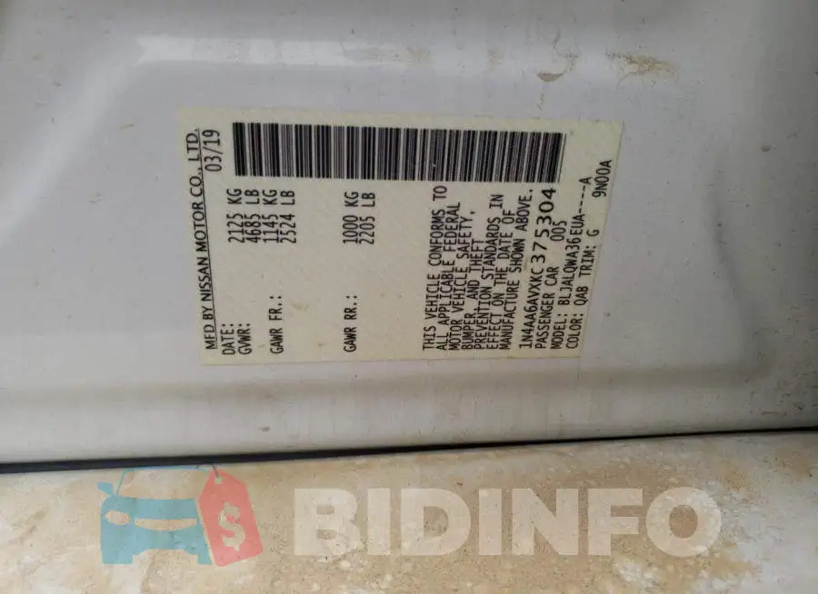 1N4AA6AVXKC375304 Photo# 12