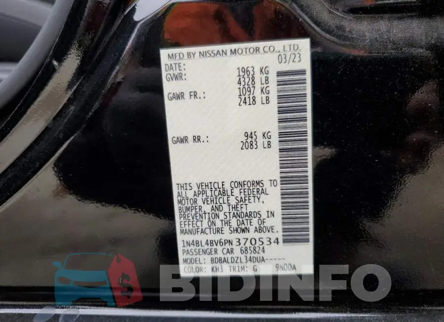 1N4BL4BV6PN370534 Photo# 12
