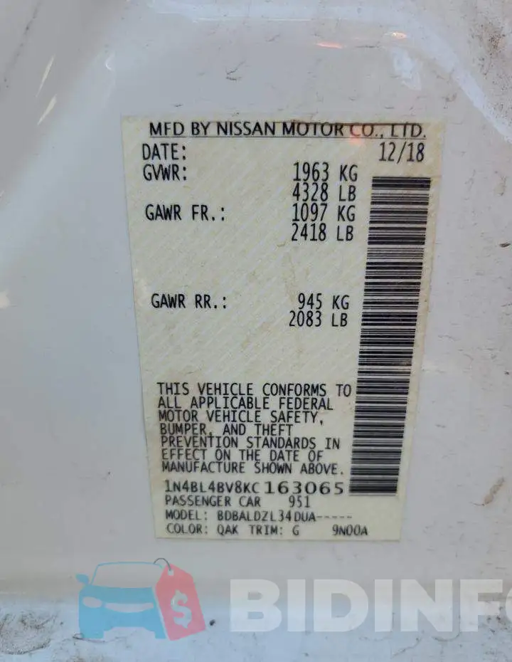 1N4BL4BV8KC163065 Photo# 12