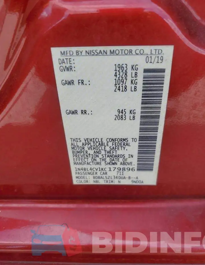 1N4BL4CV1KC179896 Photo# 12