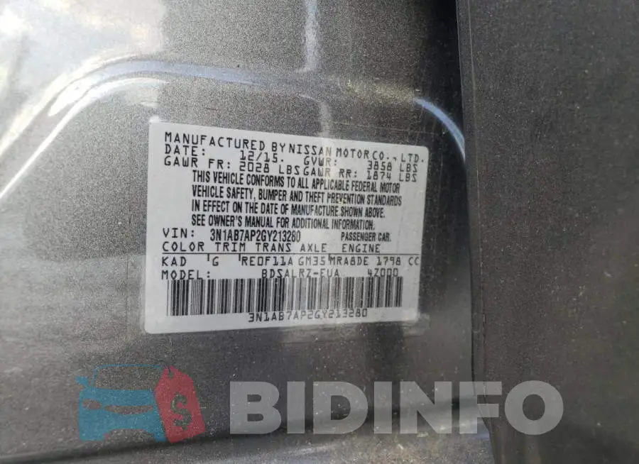 3N1AB7AP2GY213280 Photo# 12