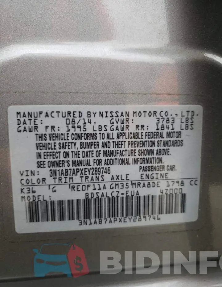 3N1AB7APXEY289746 Photo# 12