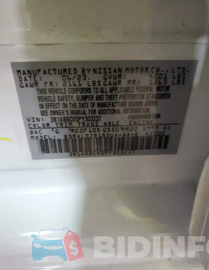 3N1AB8CV0PY303237 Photo# 12