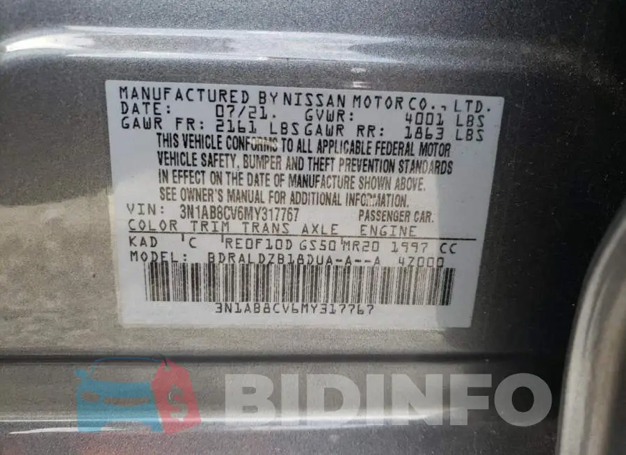 3N1AB8CV6MY317767 Photo# 12