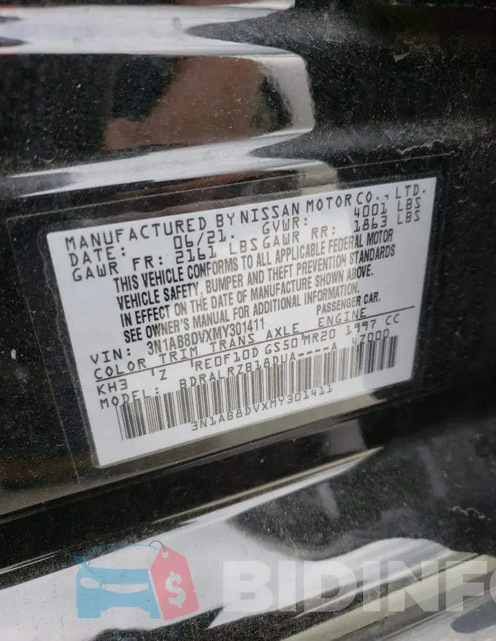 3N1AB8DVXMY301411 Photo# 12