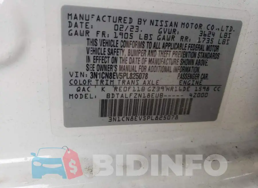 3N1CN8EV5PL825078 Photo# 12
