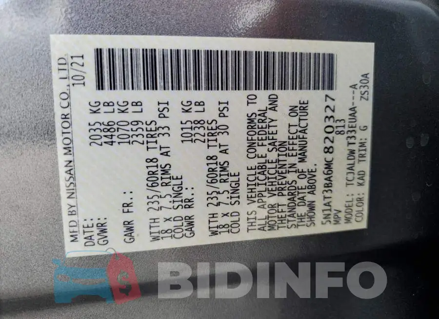 5N1AT3BA6MC820327 Photo# 14