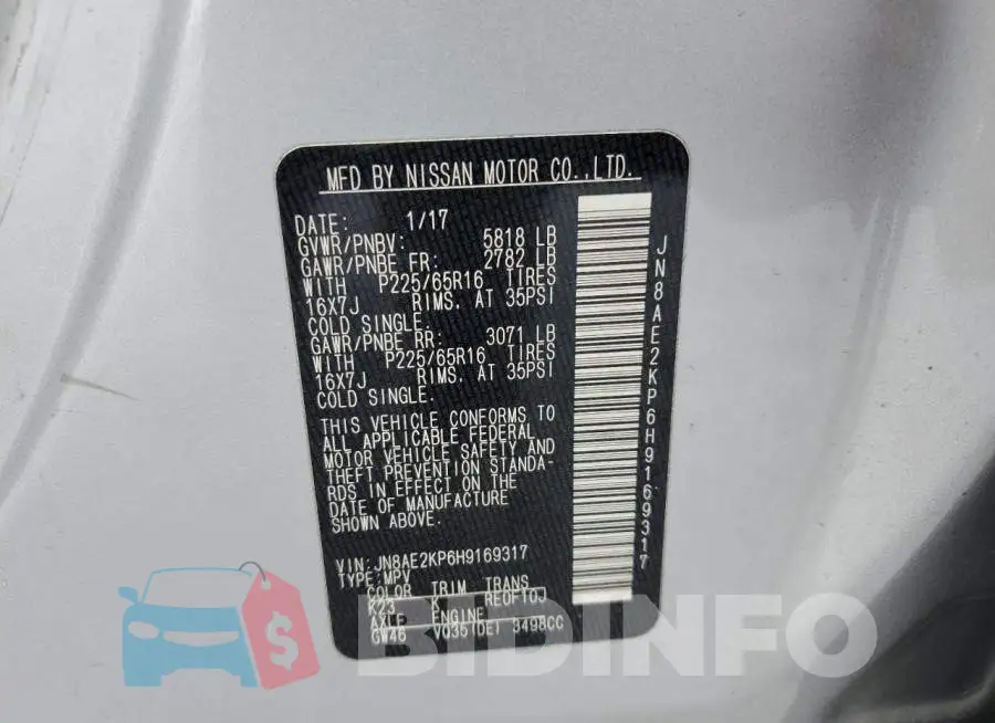 JN8AE2KP6H9169317 Photo# 13