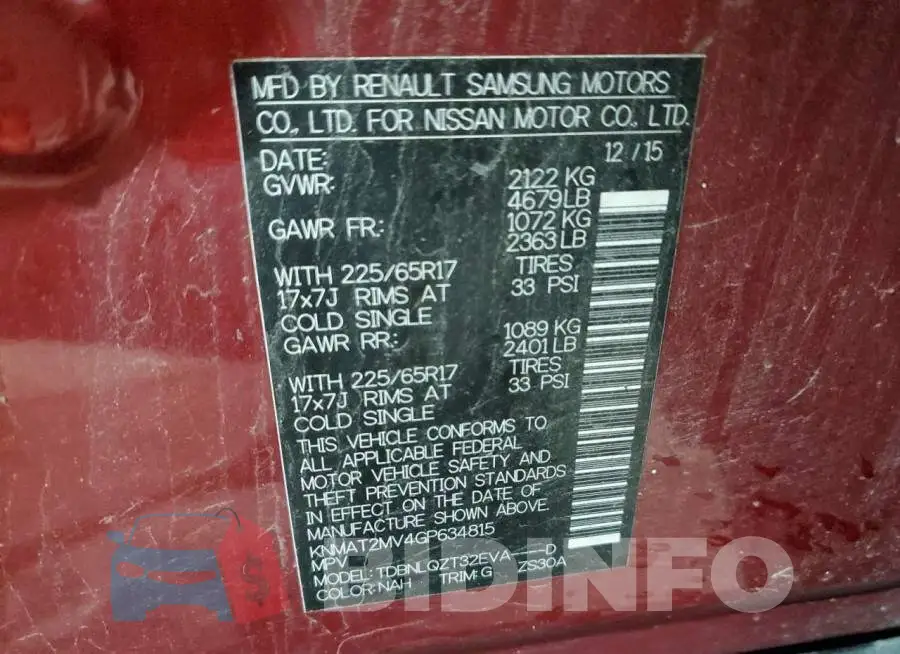 KNMAT2MV4GP634815 Photo# 12