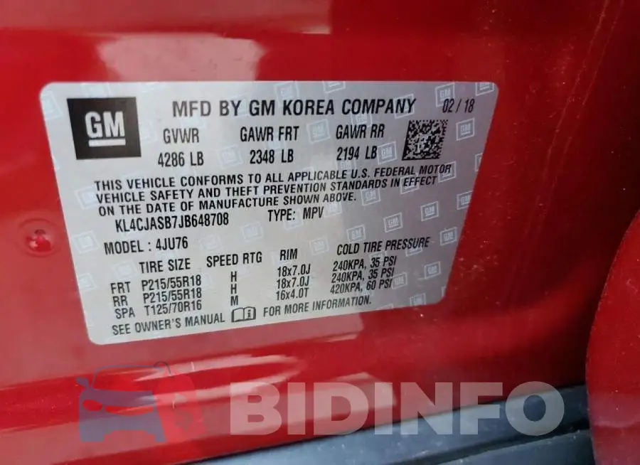 KL4CJASB7JB648708 Photo# 14