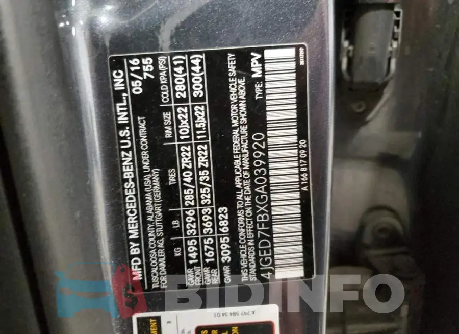 4JGED7FBXGA039920 Photo# 13