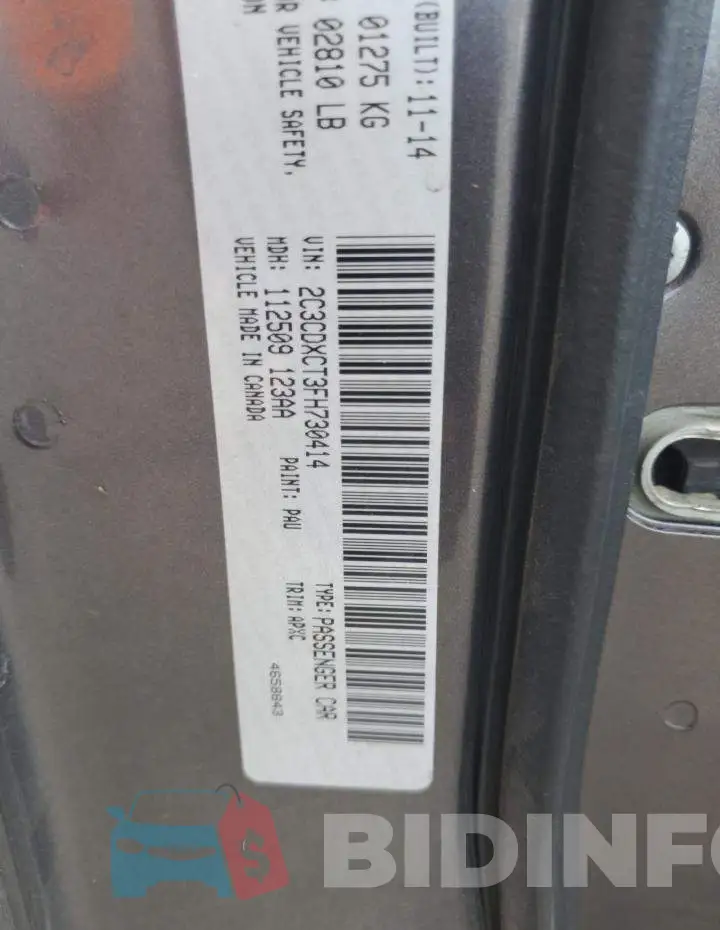 2C3CDXCT3FH730414 Photo# 12