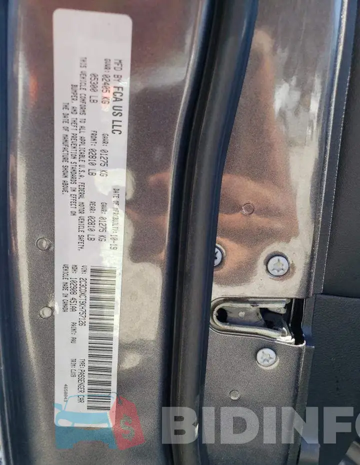 2C3CDXCT9KH757126 Photo# 12