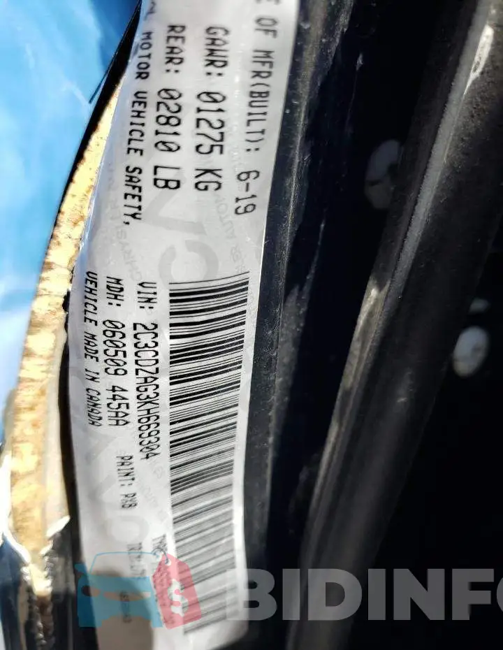 2C3CDZAG3KH669304 Photo# 13