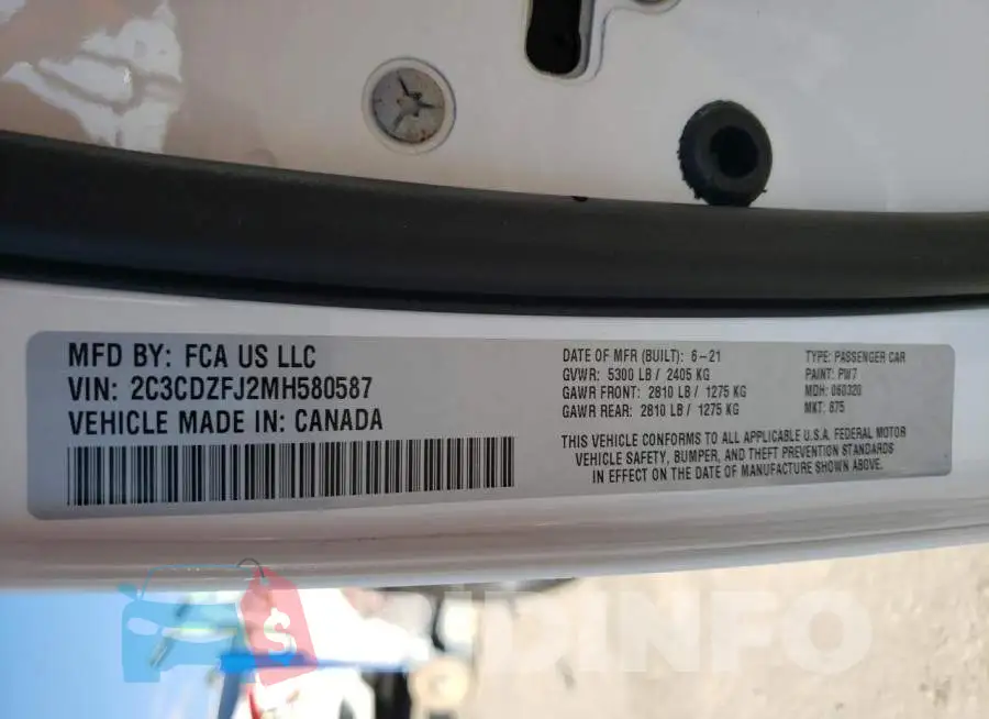 2C3CDZFJ2MH580587 Photo# 13