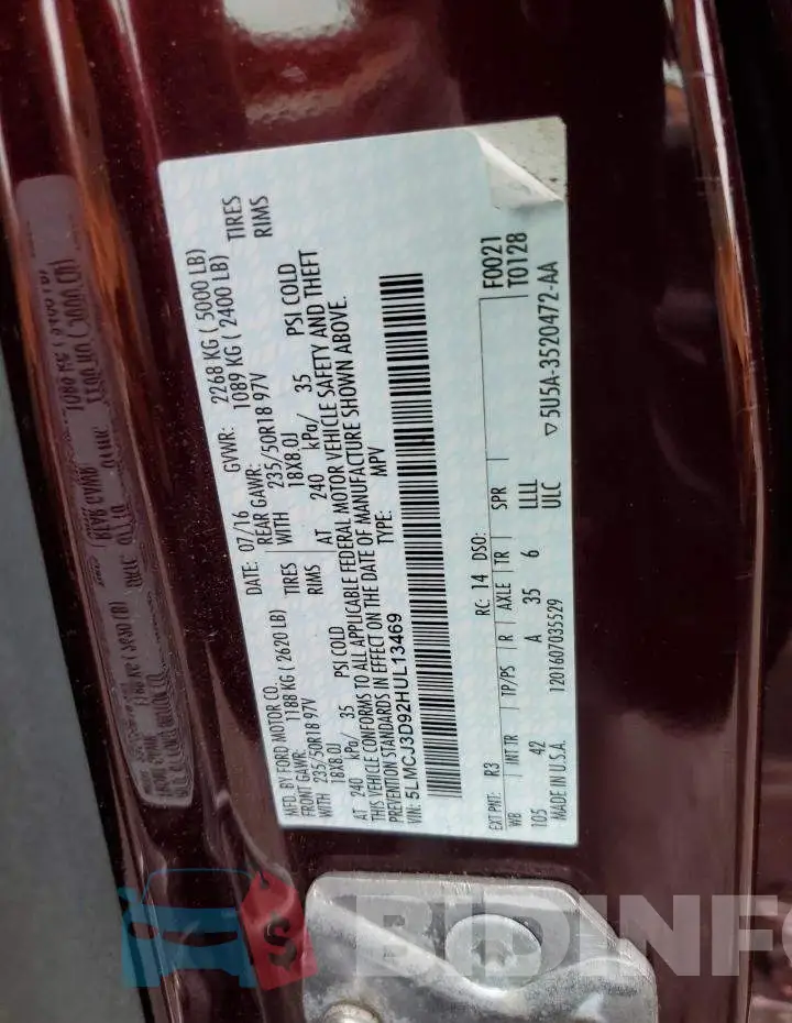 5LMCJ3D92HUL13469 Photo# 12
