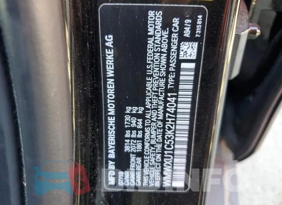 WMWXU1C53K2H74041 Photo# 12