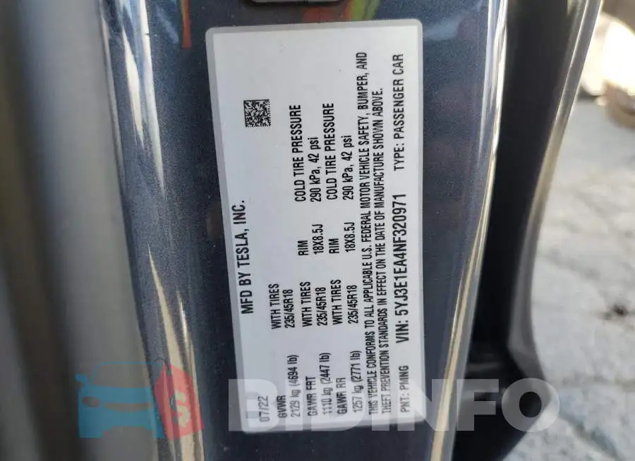 5YJ3E1EA4NF320971 Photo# 13