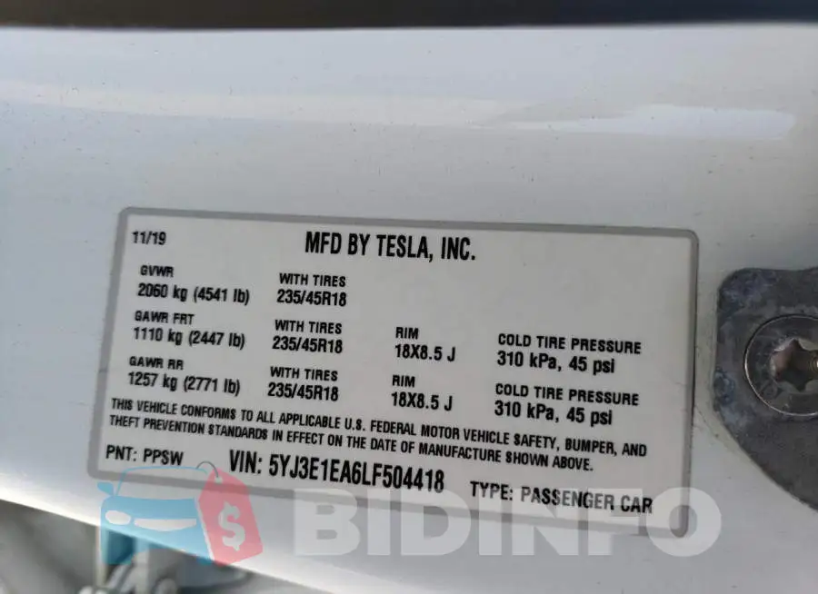 5YJ3E1EA6LF504418 Photo# 12