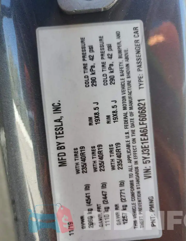 5YJ3E1EA6LF606821 Photo# 12