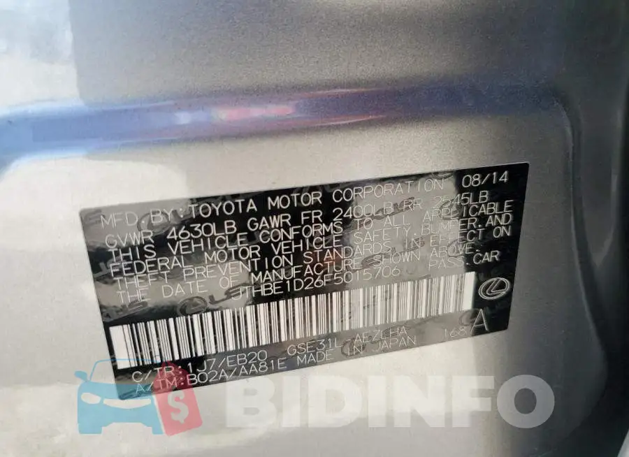 JTHBE1D26F5015706 Photo# 12