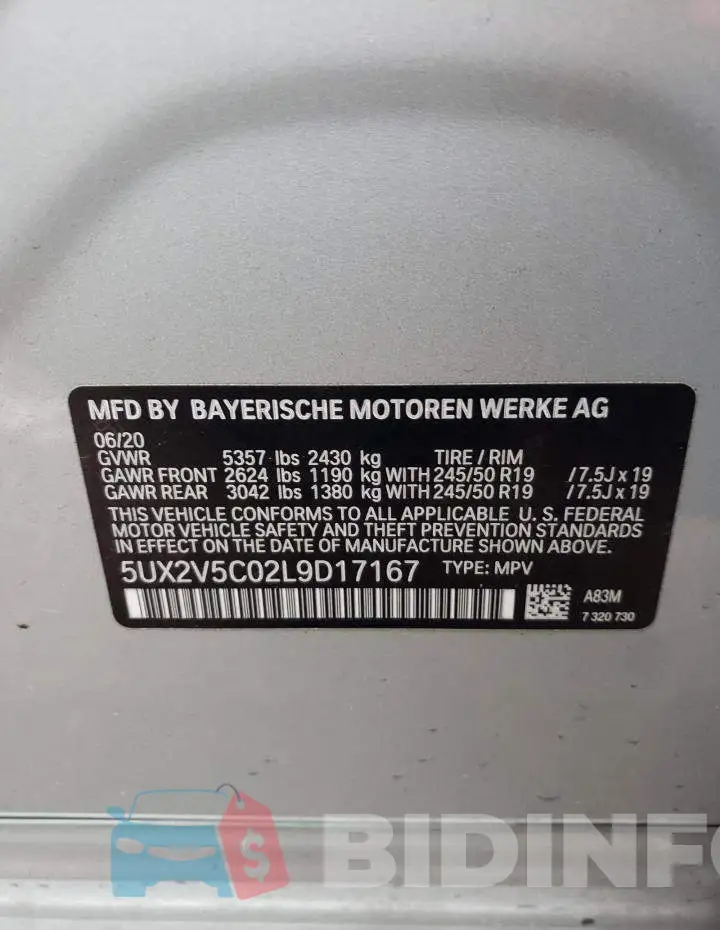 5UX2V5C02L9D17167 Photo# 13