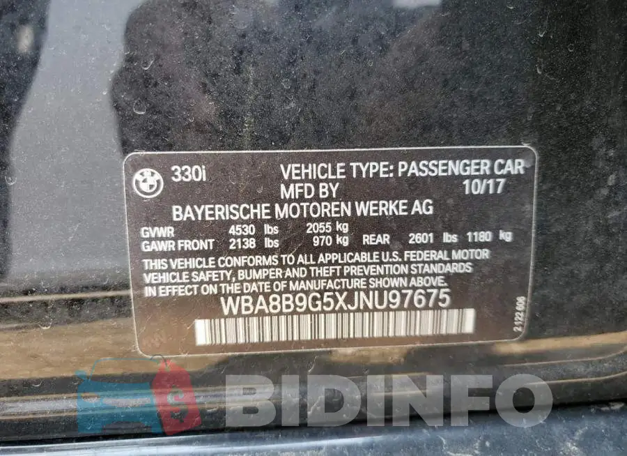WBA8B9G5XJNU97675 Photo# 12