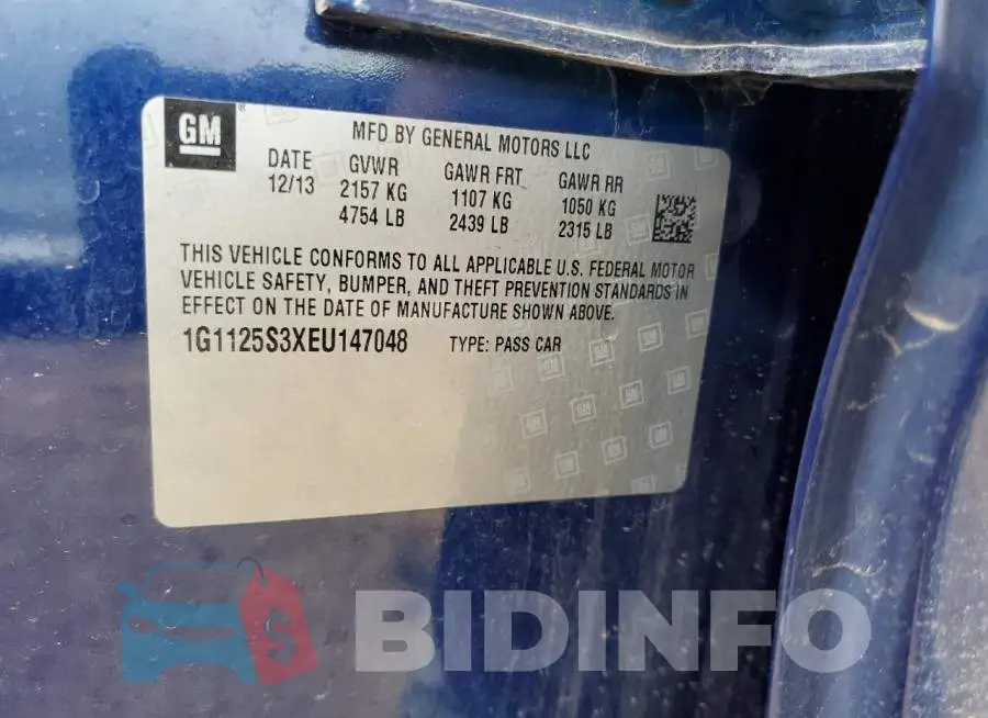 1G1125S3XEU147048 Photo# 13