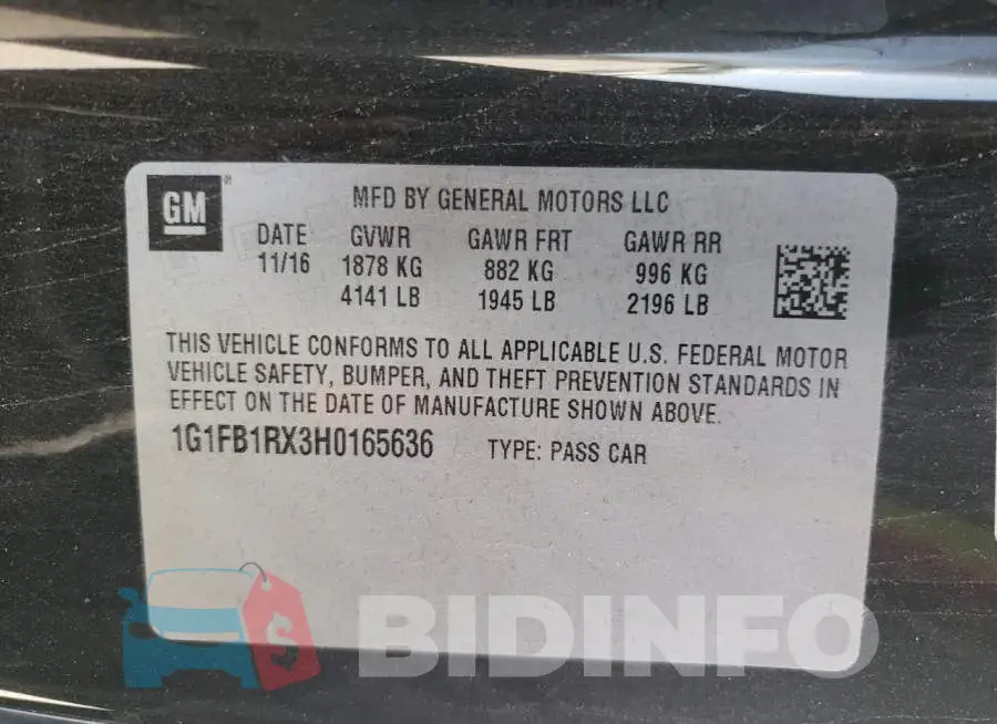 1G1FB1RX3H0165636 Photo# 12