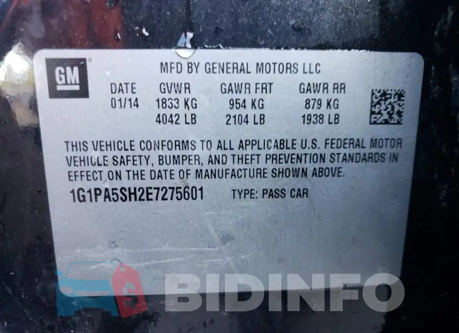 1G1PA5SH2E7275601 Photo# 12