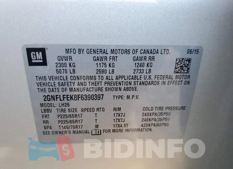 2GNFLFEK8F6390397 Photo# 12