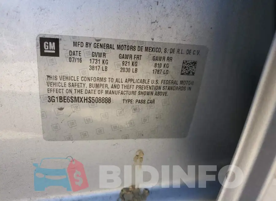 3G1BE6SMXHS508888 Photo# 12