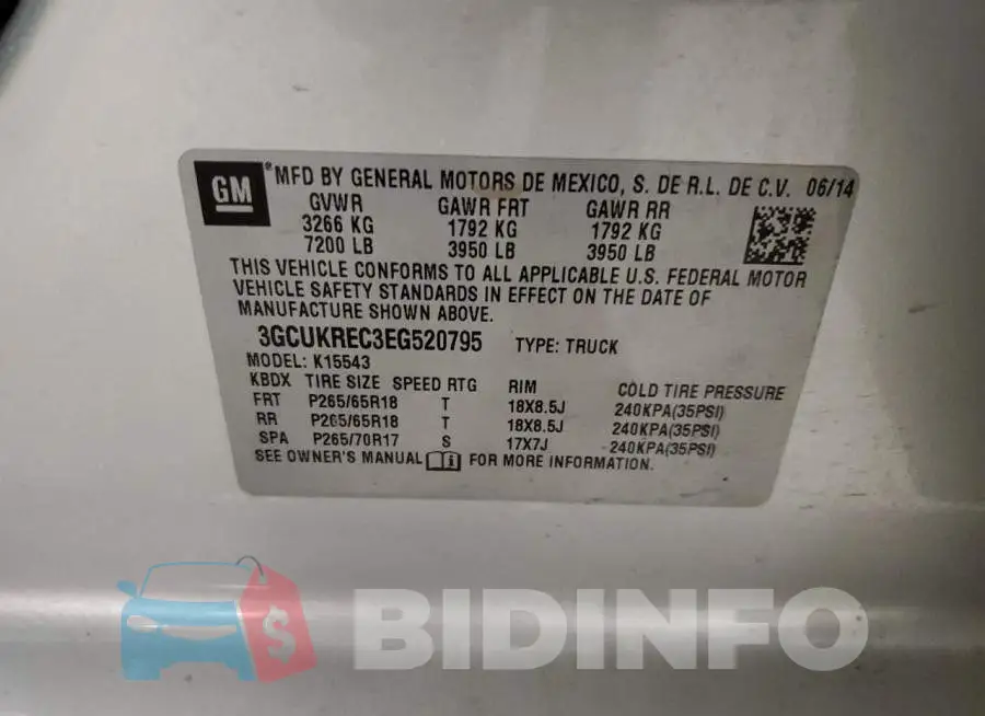 3GCUKREC3EG520795 Photo# 12