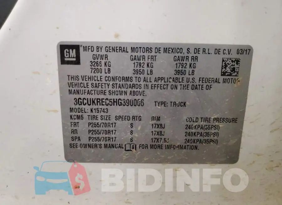 3GCUKREC5HG390006 Photo# 12