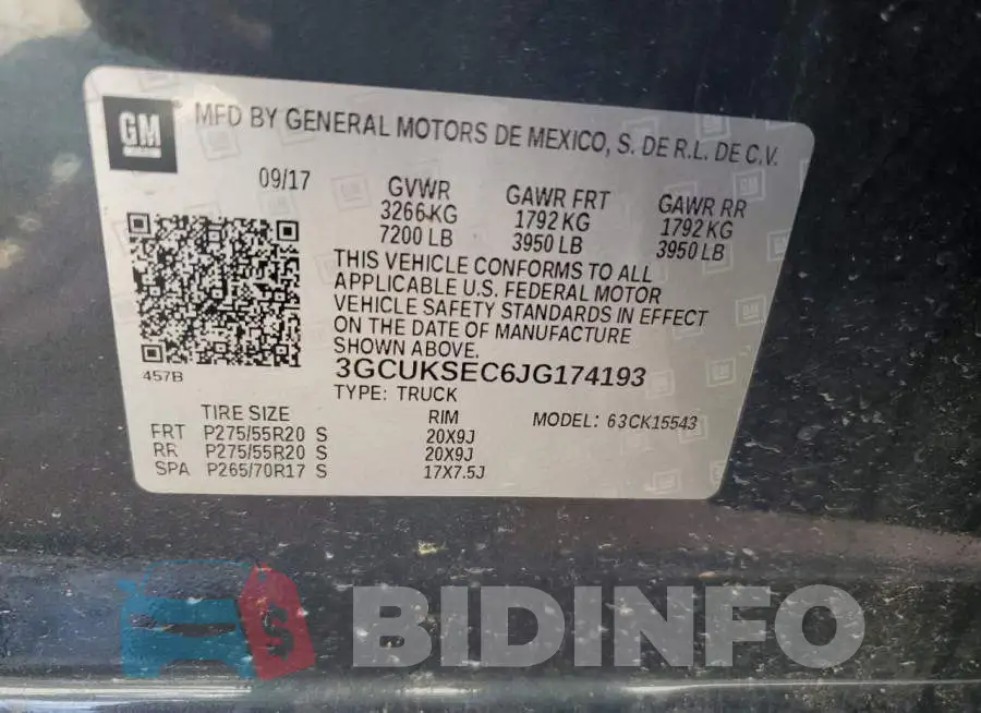 3GCUKSEC6JG174193 Photo# 12