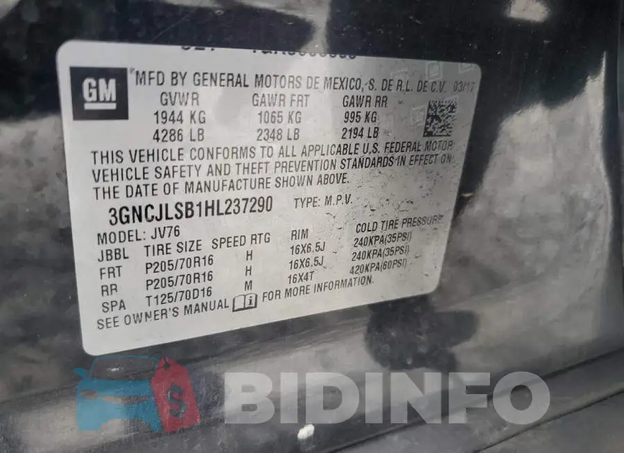 3GNCJLSB1HL237290 Photo# 12