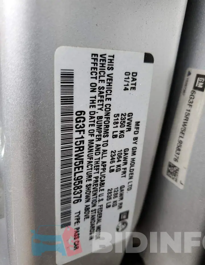 6G3F15RW5EL958376 Photo# 10