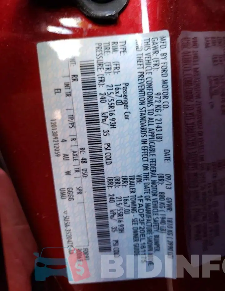 1FADP3F20EL161175 Photo# 12