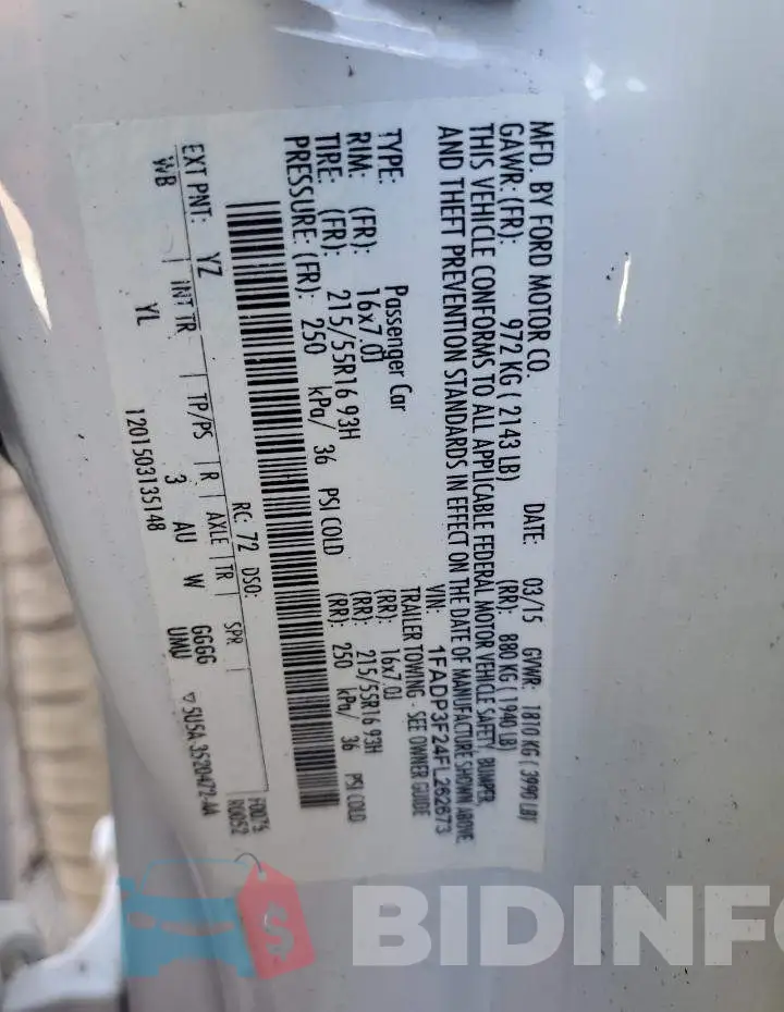 1FADP3F24FL262673 Photo# 13