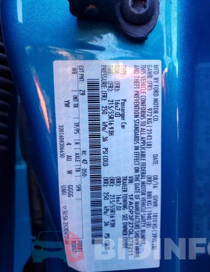 1FADP3F27GL378211 Photo# 12
