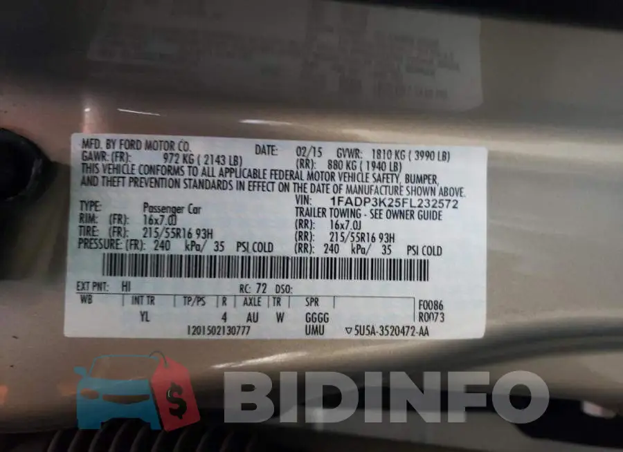 1FADP3K25FL232572 Photo# 12
