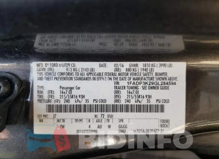 1FADP3K29GL284594 Photo# 12